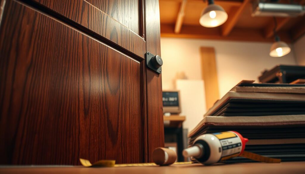 تلبيس باب خشبي عازل للصوت